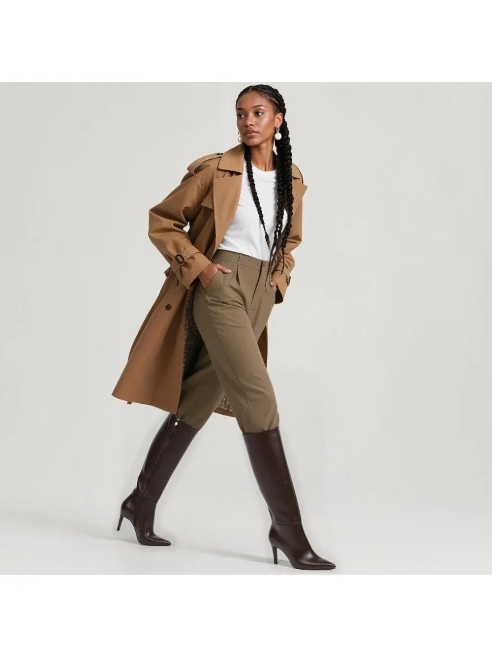 Women's Chocolate Pointed Toe Faux Leather Stiletto Heel Over The Knee Boots